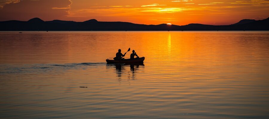 lake balaton, sunset, lake